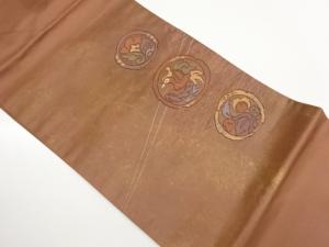 引箔丸に鳥・花唐草模様織出し名古屋帯